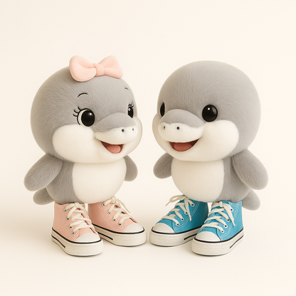 Peluche kawaii de tiburón con zapatillas